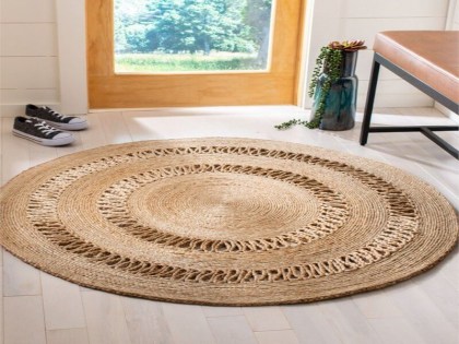 Χαλί Γιούτα Στρογγυλό Βαμβακερό Lace Γαρύφαλλο | Γαρύφαλλο - Λευκά Είδη